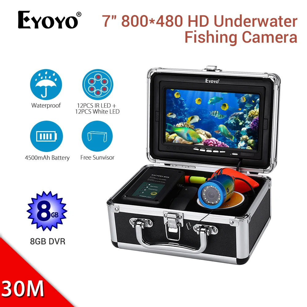 Eyoyo EF07PRO 7 дюймов 1000TVL рыболокатор подводная рыболовная камера DVR инфракрасная