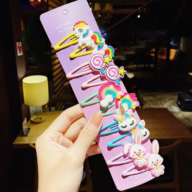 10PCS/Set New Girls Cute Cartoon Ice Cream Unicorn Hair Clips Kids Lovely Hairpins Headband Barrettes Fashion Hair Accessories 13