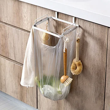 

Cabinet Trash Racks Garbage Bag Storage Plastic Bag Trash Can Bracket Rag Towel Storage Holders with Hook Kitchen Organization