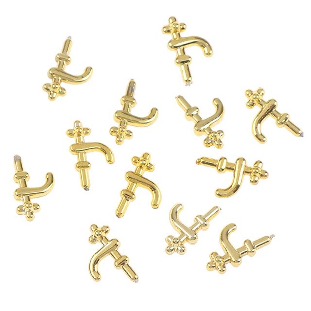 12pcs/set 1:12 Miniature Gold Color Metal Water Tap Faucet For Dollhouse Bathroom Kitchen Accessories Dollhouse Miniature Faucet 6