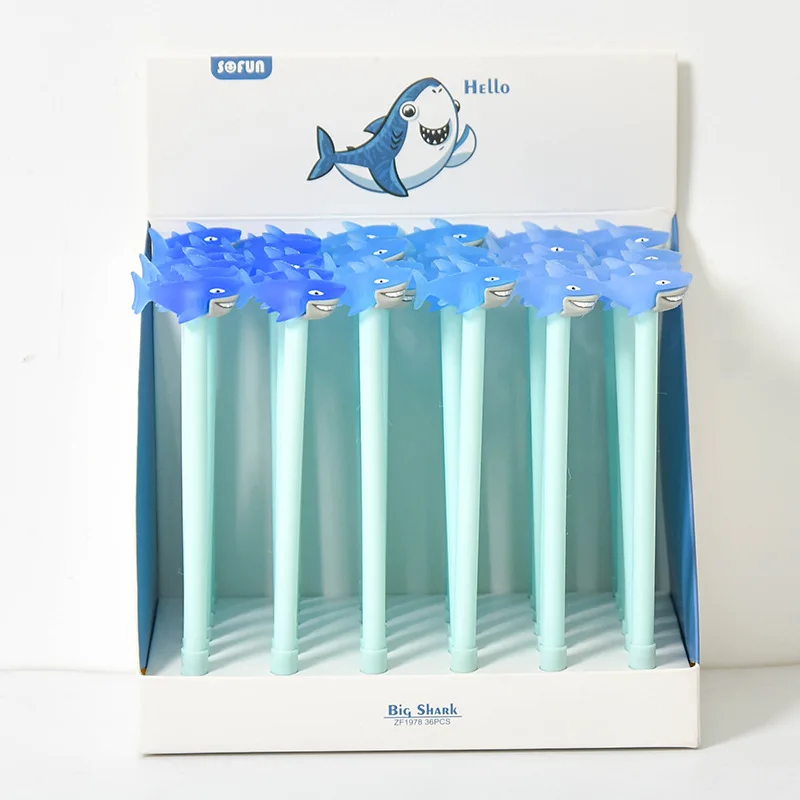 36Pcs Diepzee-Serie Shark Dier Modellering Pen Kawaii Schoolbenodigdheden Briefpapier Gel Pennen