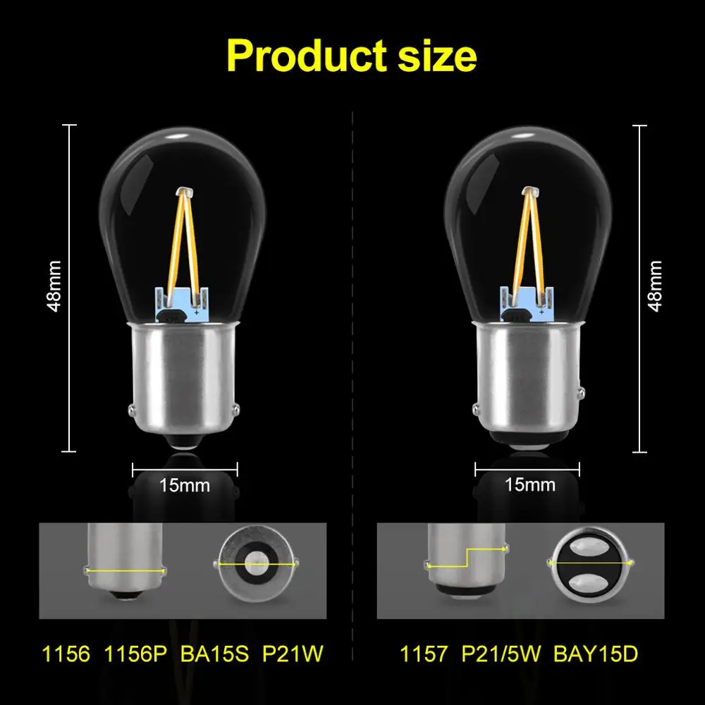 2 шт. 1156 BA15S P21W светодиодные лампы 1157 BAY15D P21/5 Вт Led COB Автомобильная сигнальная лампа