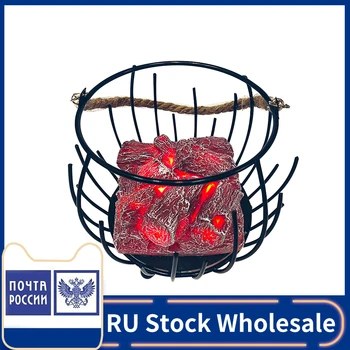 

LED Flame Effect Light Lantern Simulation Charcoal Table Lamp Night Lights Hanging Decoration Christmas Halloween Party Gifts