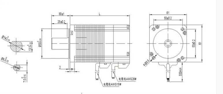 Бесщеточный электродвигатель постоянного тока 48V 400W 3000 об/мин Квадратный фланец Диаметр вала(мм): 60 мм