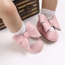 Chaussures antidérapantes à gros nœud pour bébé fille, semelle souple et plate, chaussures antidérapantes pour nouveau né, premiers pas