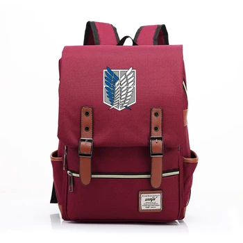 

Anime Backpack Attack on Titan Laptop Shoulder Bags Daily Bagpack Anti-theft Canvas Flap Vintage Travel Backpacks Large Capacity