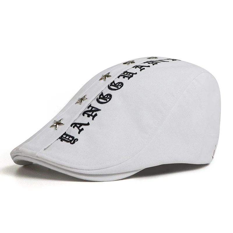 White- Adult-58CM JNKET, для отдыха, вышивка, берет, шляпа для мужчин и женщин, плоская кепка, s, остроконечная Кепка, уличная шляпа с полями для путешествий, кепка, регулируемый размер - Цвет: White- Adult-58CM