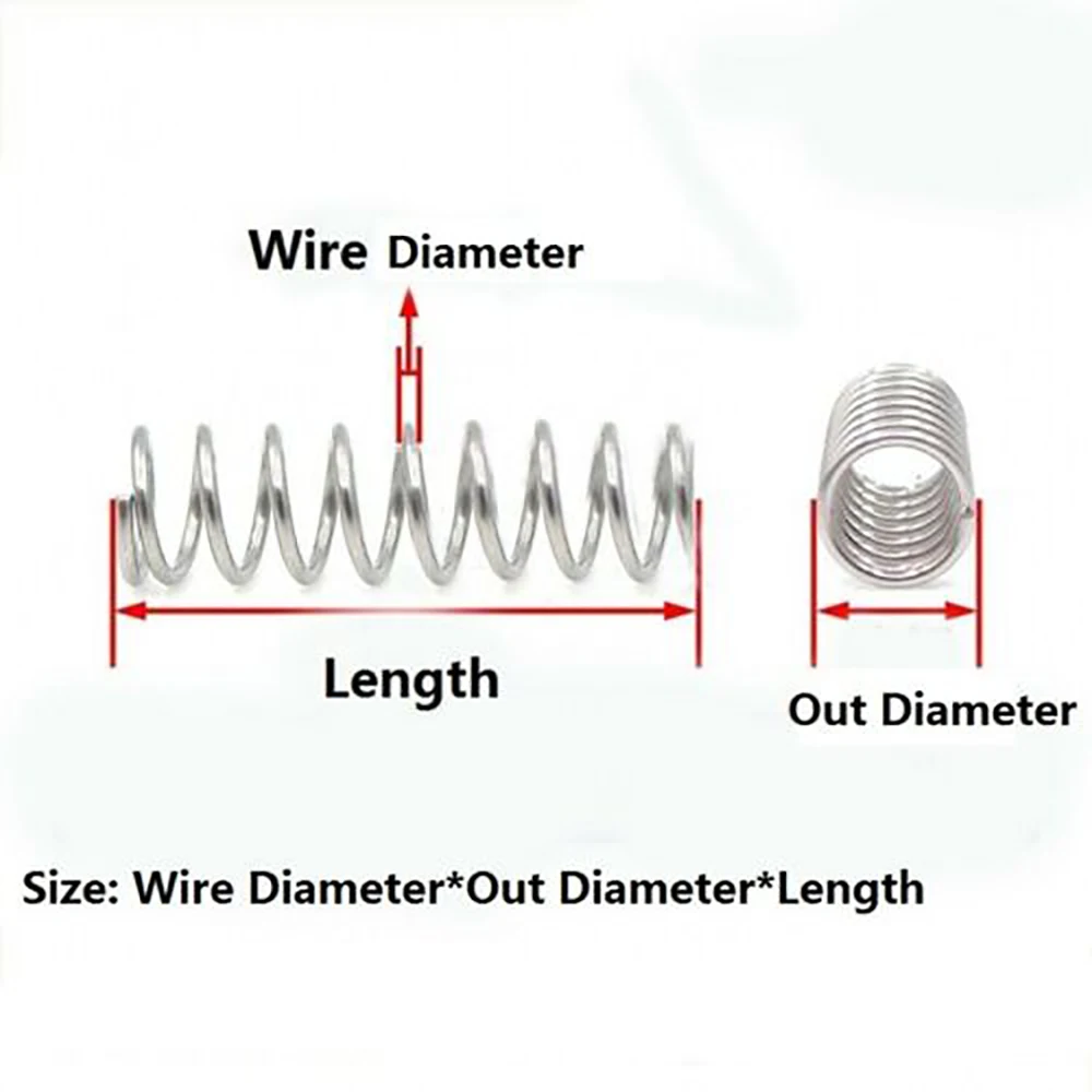 Compression Springs Pressure Springs 1Pcs Compressed Spring Pressure Spring Wire Diameter 1.2-1.6mm Outer Diameter 8-25mm Length 300mm