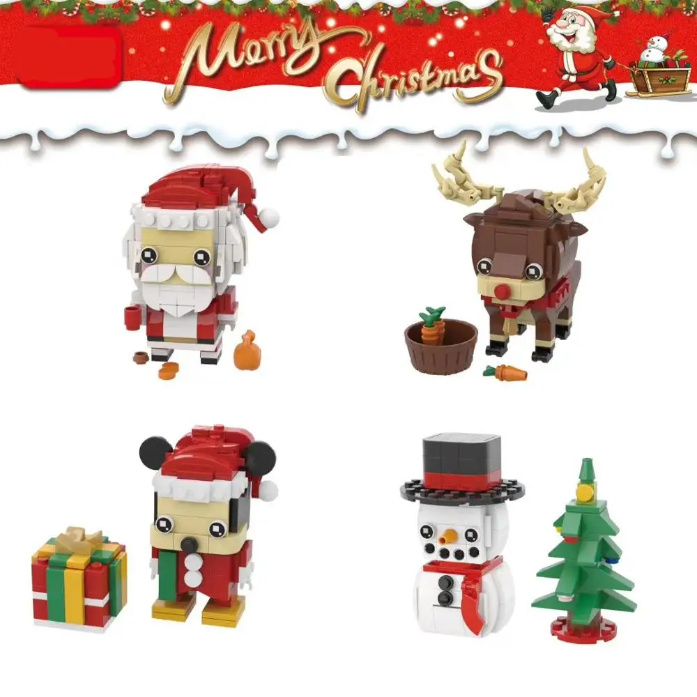 

2019 City Creator Winter Village Santa Claus Elk Christmas Tree Snowman Brickheadz Figures Model Building Blocks Bricks Kids Xmas Toys