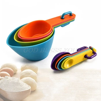 

9pcs Colorful Kitchen Measuring Spoon Cup Coffee Sugar Flour Teaspoon with Scale DIY Cake Baking Tools Drop Shipping