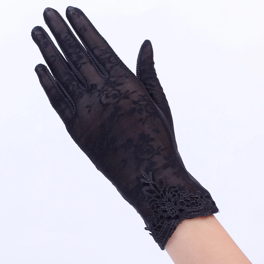 Длинные женские модные перчатки с защитой от ультрафиолетовых лучей, сексуальные кружевные вечерние перчатки с цветочным рисунком, летние женские перчатки ручной работы