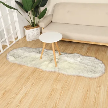 

Solid Color Plush Carpet Nordic Carpet Imitation Wool Bedroom Floor Mats Living Room Geometric Bay Window Household Carpet