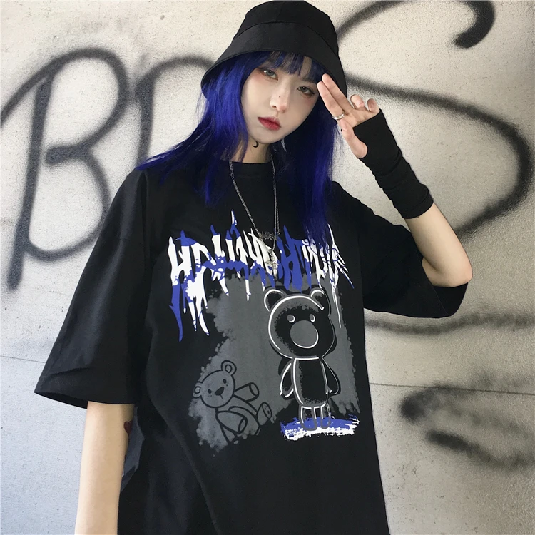 Женская готическая футболка с графическим рисунком летняя в стиле Харадзюку