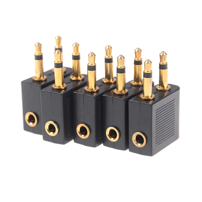 100Pcs 3 5mm pro airline airplane golden plated headphone jack plug adapter