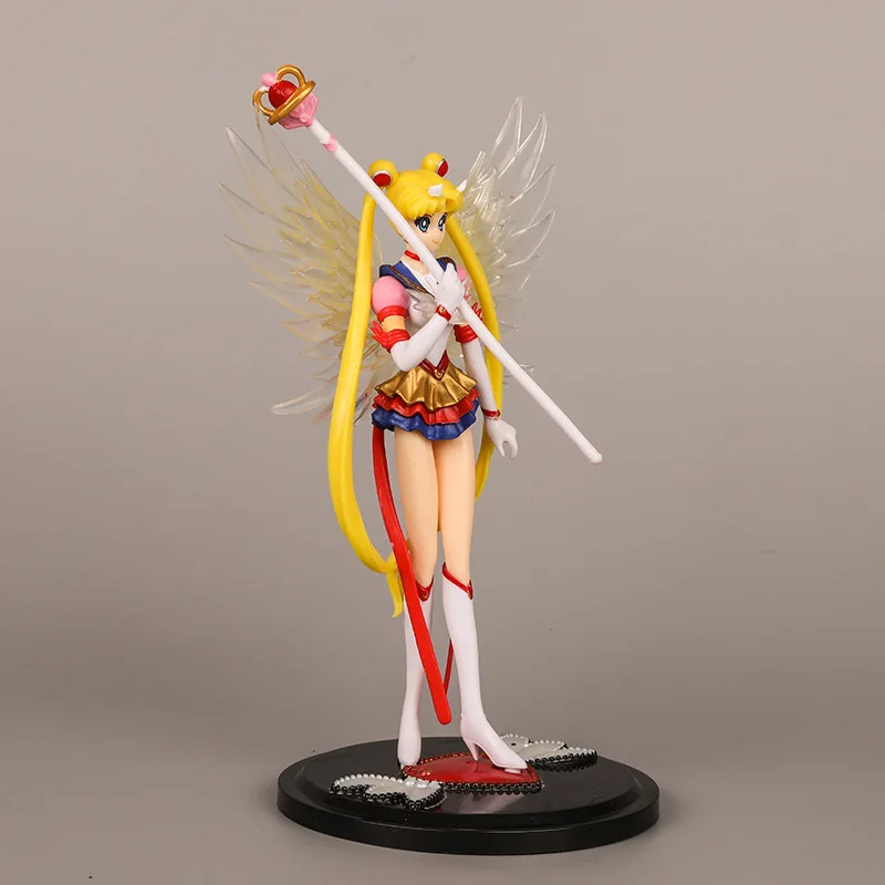 

Anime Figure Sailor Moon Action Figures PVC Sailor Moon Figure Set Wings Decoration Collection Model Toy Doll Gifts for Kids