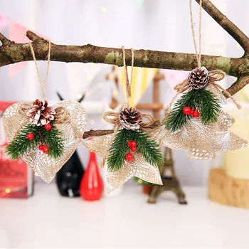

2020 New Christmas Pine Cone Fabric Pendant Christmas Tree Five-Pointed Star Pendant Supermarket Hotel Window Decoration Pendant