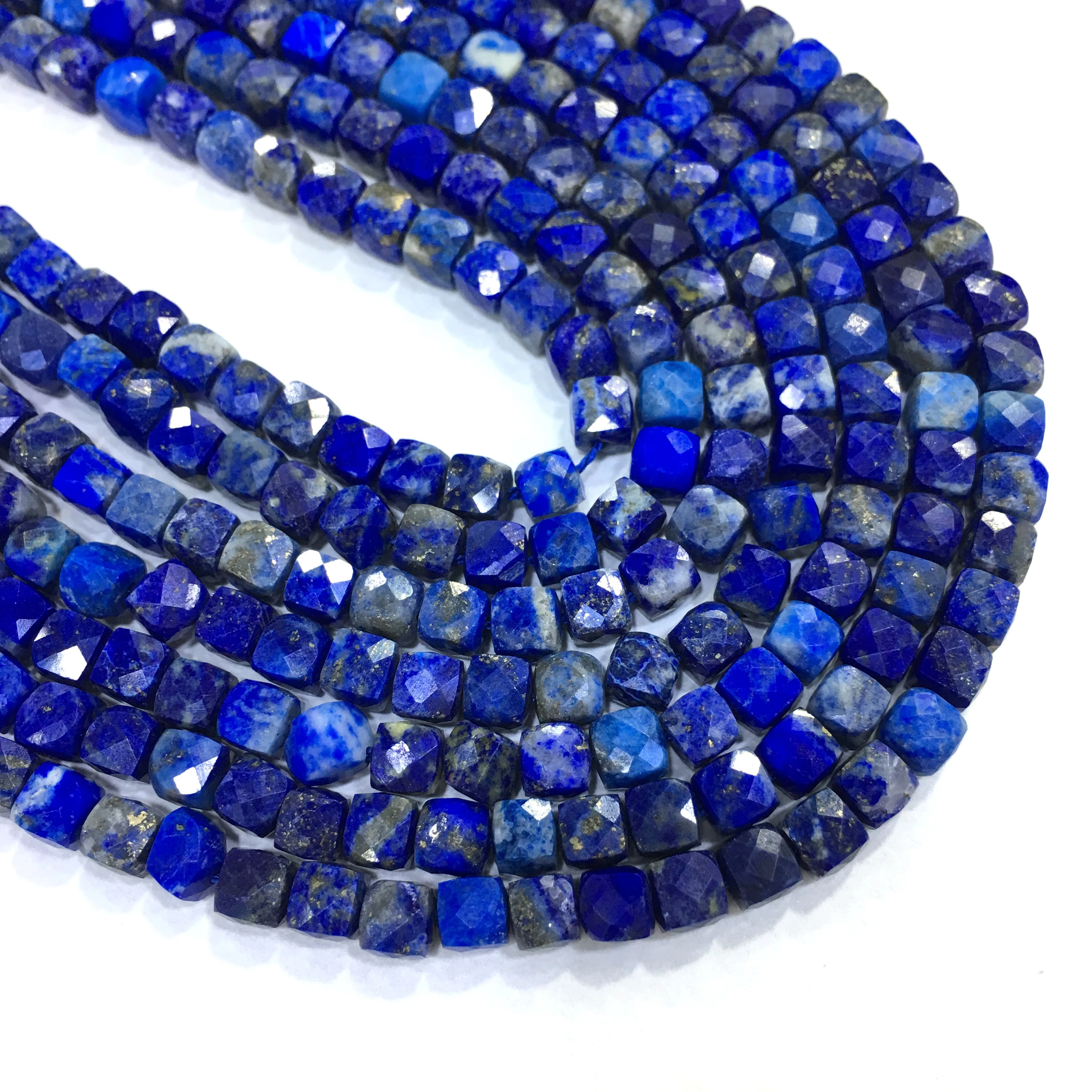 Factory Price Natural Faceted Lapis Lazuli Nugget Cube Beads Healing Stone Jewelry Gemstone Making DIY Bracelet &amp Necklace 4-5mm |