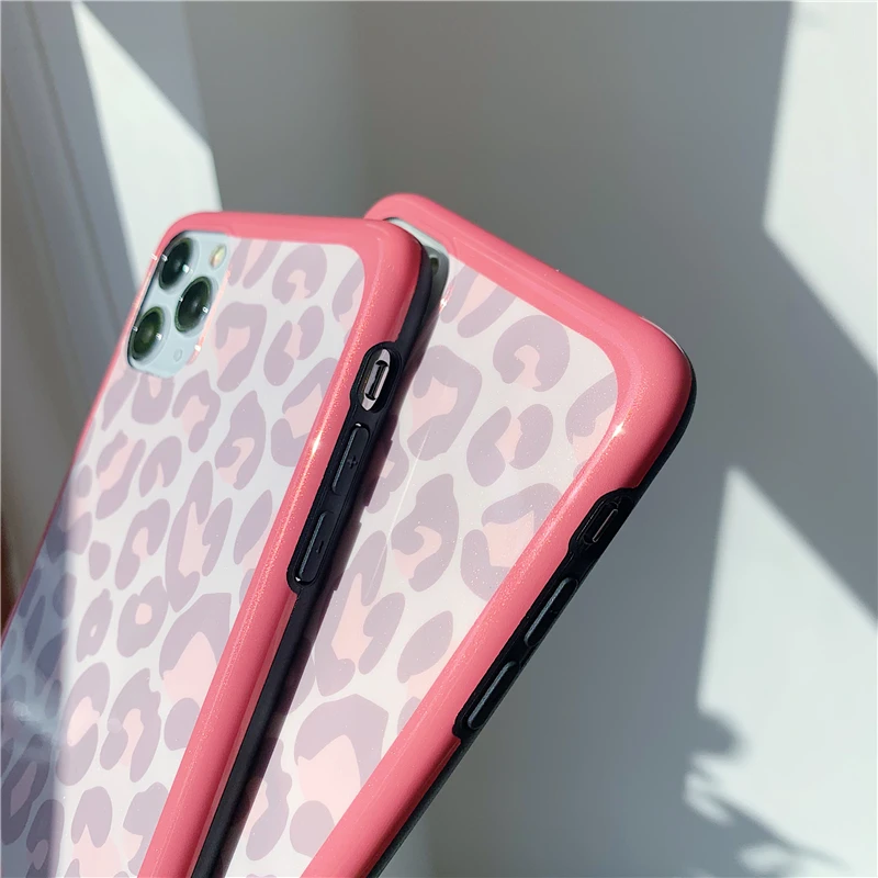 Розовый Роскошный леопардовый чехол для телефона для Iphone 11 Pro Max X Xr Xs Max 6s 7 8 Plus Мягкий IMD силиконовый стильный чехол для девочки задняя крышка