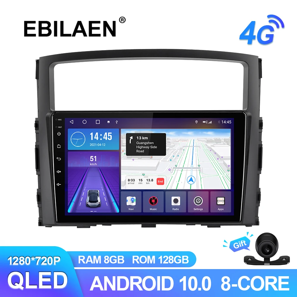 EBILAEN Multimedia Car Radio For Mitsubishi Pajero 4 V80 V90 2006-2014 Android 10.0 GPS Navigation Wireless Carplay QLED Camera |