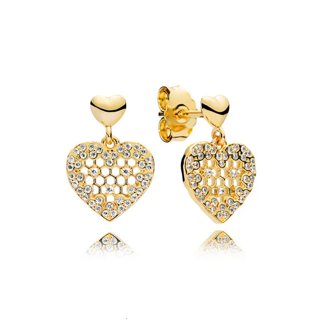 

100% sterling silver 1:1 267068cz glamour honeycomb rentals original earring women fashion wedding jewels