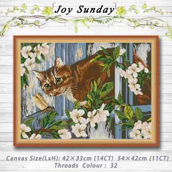 

Cat and dragonflie animal decor paintings 14CT 11CT counted cross stitch kits embroidery set Needlework Set chinese cross stitch
