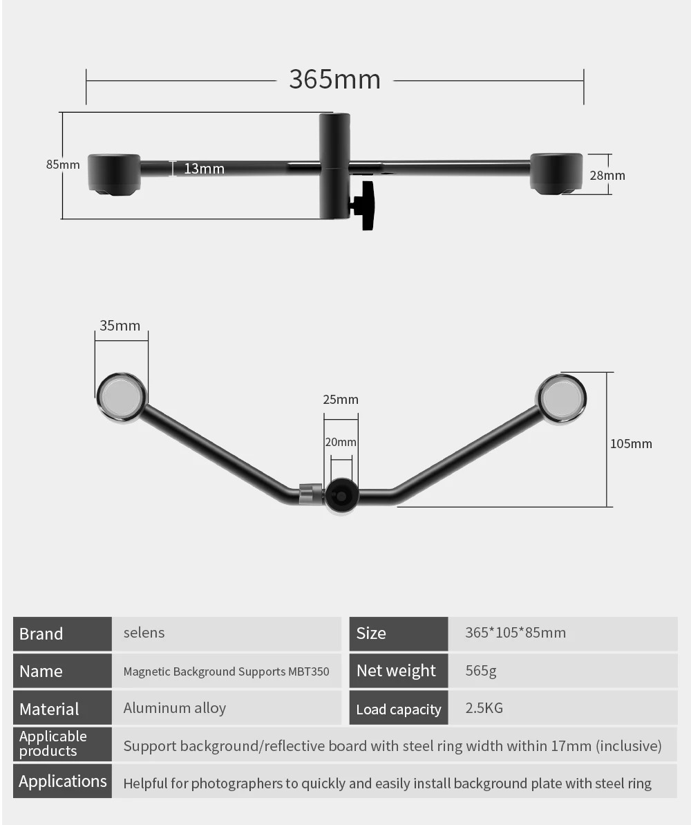 Photography Magnetic Background Support Rod Fit For Photo Studio Chromakey Backd