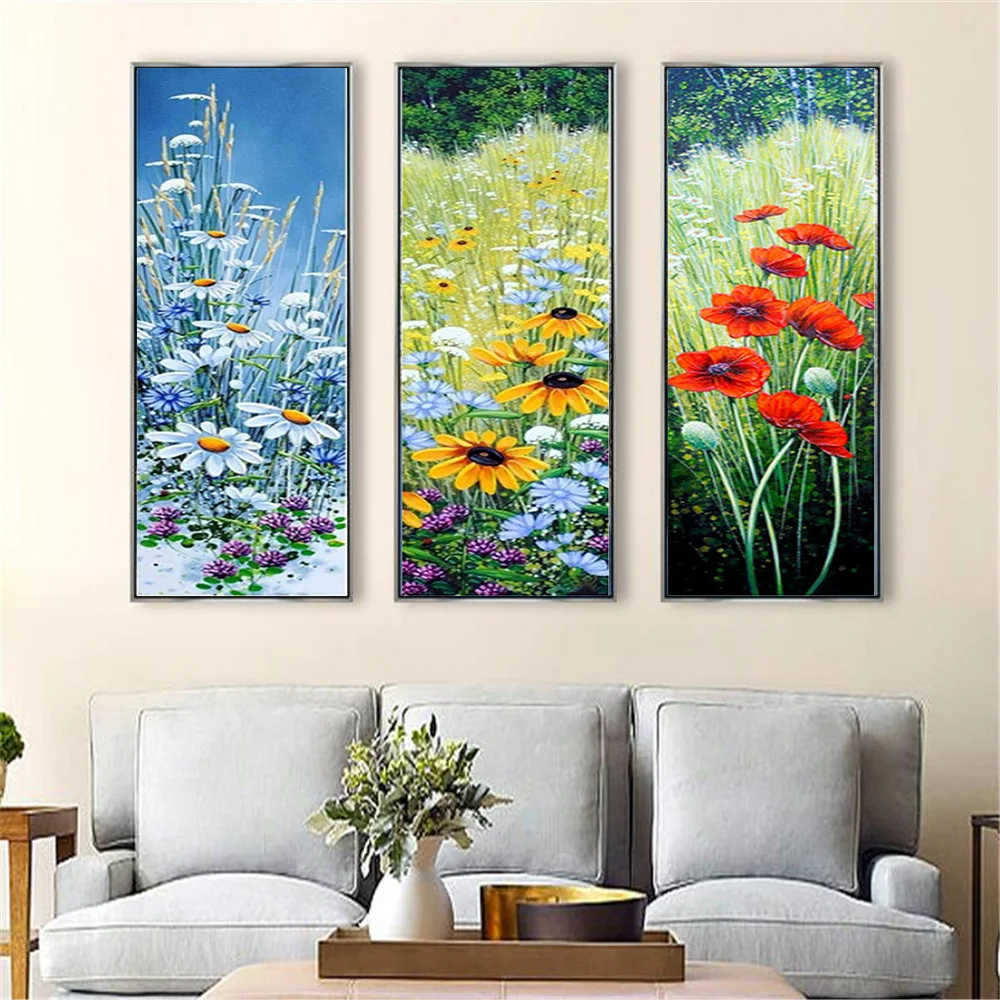 Huacan 5d DIY Diamond Embroidery Cross Stitch Daisy Poppy Full Square Diamond Painting Rhinestones Mosaic Flower Needlework