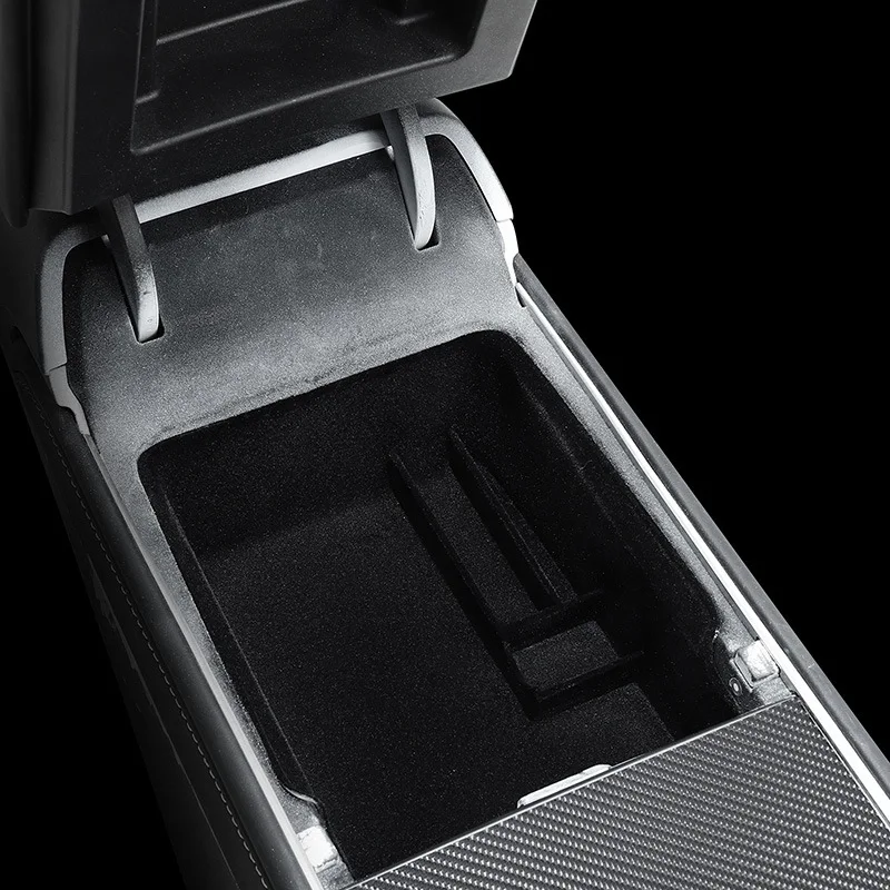 New for Tesla Model 3 Y 2021 Car Armrest Box Storage Organizer Containers Center Console Flocking Storage Box Console Holder
