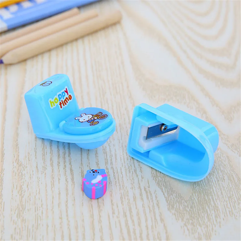 1pcs toilet-shaped pencil sharpener plastic pencil sharpener cute school supplies promotional gifts retail YOU SHONE