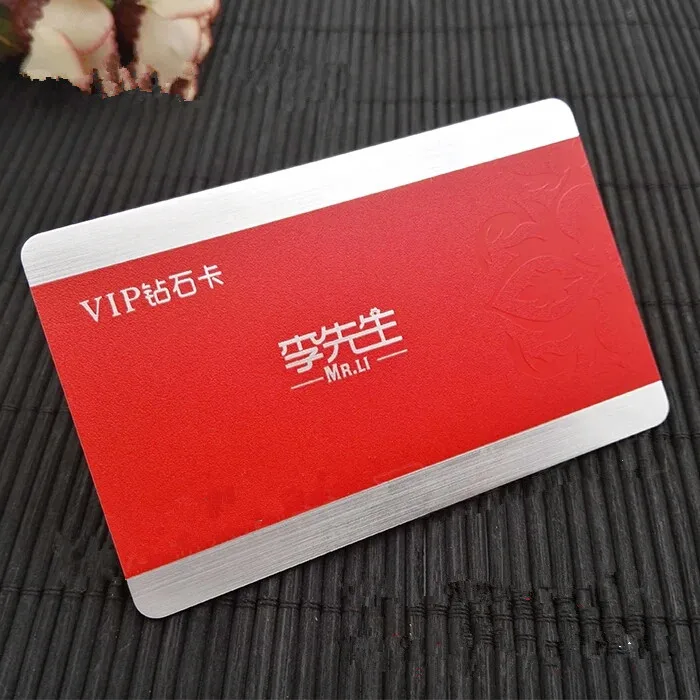 China factory custom metal card electrophoresis big red metal card / business card