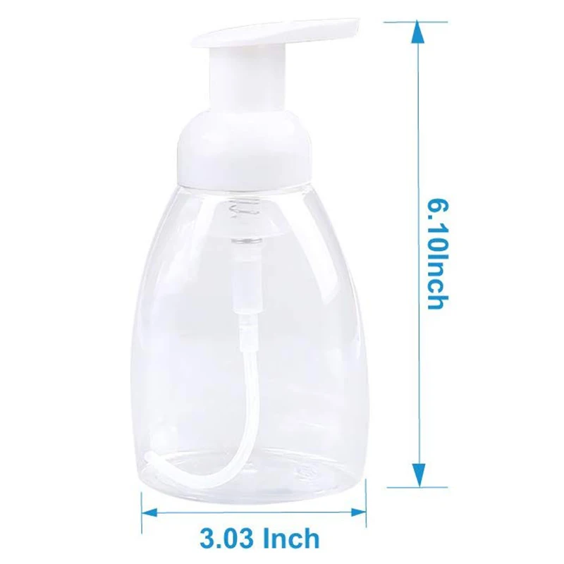 WSFS Горячая овальная прозрачная пластиковая диспенсер для мыла бутылки с белым пластиковым верхом 10 унций Емкость 6 упаковок(набор диспенсеров для мыла