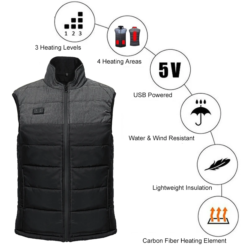  Waterproof Men Women Outdoor Dual Control USB Infrared Heating Vest Jacket Winter Electric Thermal 