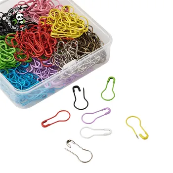 

pandahall 360pcs/Box Iron Calabash Pins Knitting Stitch Marker for Jewelry Tools Accessories Mixed Color 22x10x2mm Pin: 0.7mm