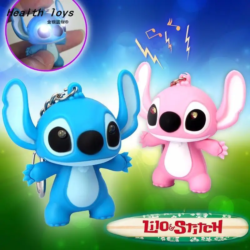 

Lilo stitch LED Flashlight Keychain with Sound cute keychains gift music keychain sound keychains