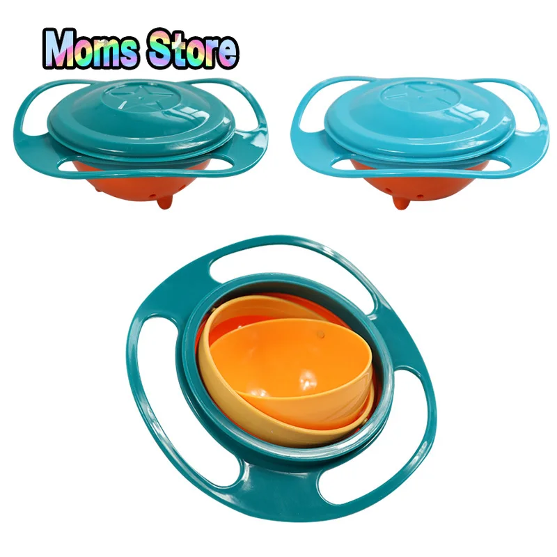 Gyro Bowl Design Children Rotary Balance Novelty Gyro Spill-Proof Solid Feeding silicone plates Dishes baby products feeding