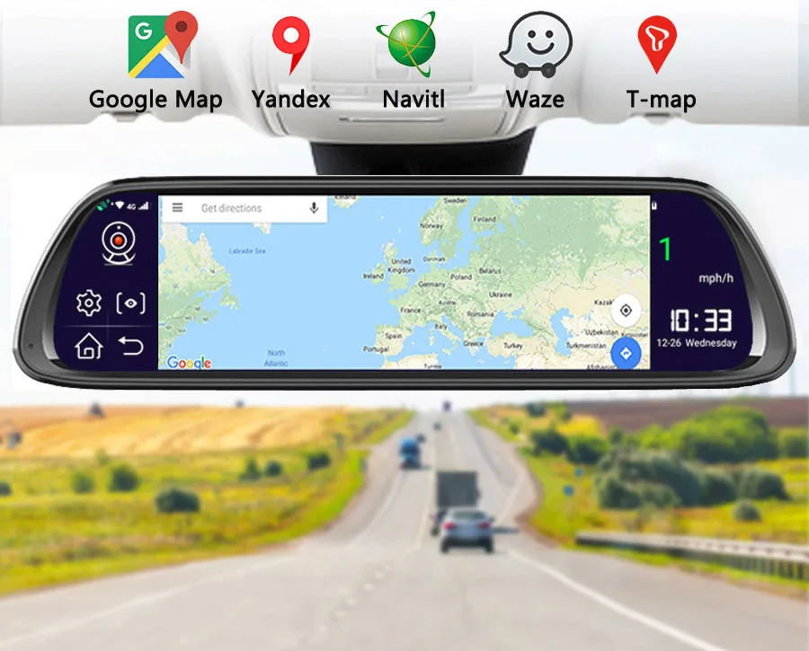 WHEXUNE 4G ADAS Автомобильная dvr камера 9,8" дисплей Android 8,1 зеркало заднего вида FHD 1080P WiFi gps видеорегистратор регистратор видео запись