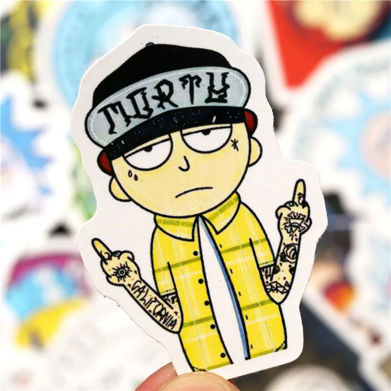 

50 Pcs Rick And Morty Cartoon Pvc Waterproof Sticker for Car Styling Bike Motorcycle Phone Laptop Travel Luggage Funny Sticker