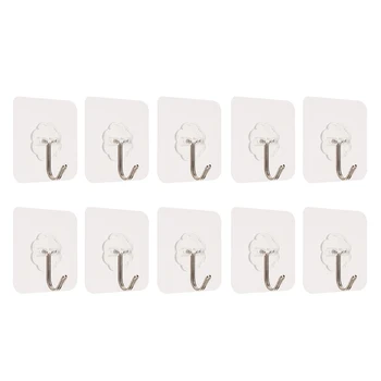 

10pcs PVC Transparent Seamless Wall Hooks Strong Sticky Nail-free Removable Nano Hanger Sucker Sticker for Home Kichen Bathroom