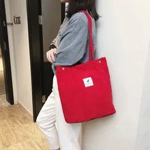 Женская Вельветовая сумка на плечо на молнии, хлопковая парусиновая сумка, повседневная сумка-тоут, Женская Эко сумка через плечо, Женские винтажные сумки-мессенджеры