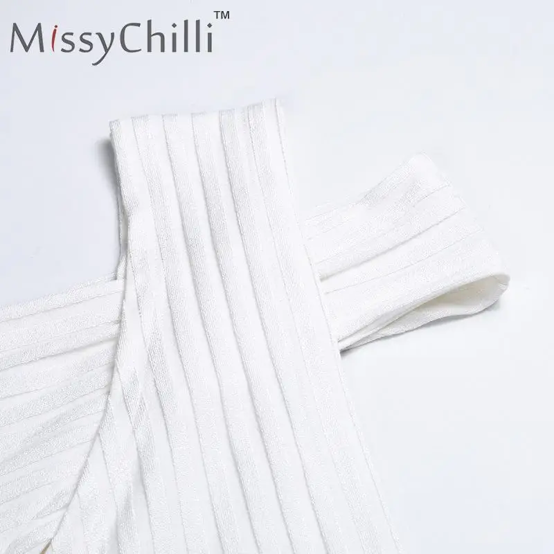 Женское трикотажное платье с открытыми плечами MissyChilli Белое Облегающее Платье