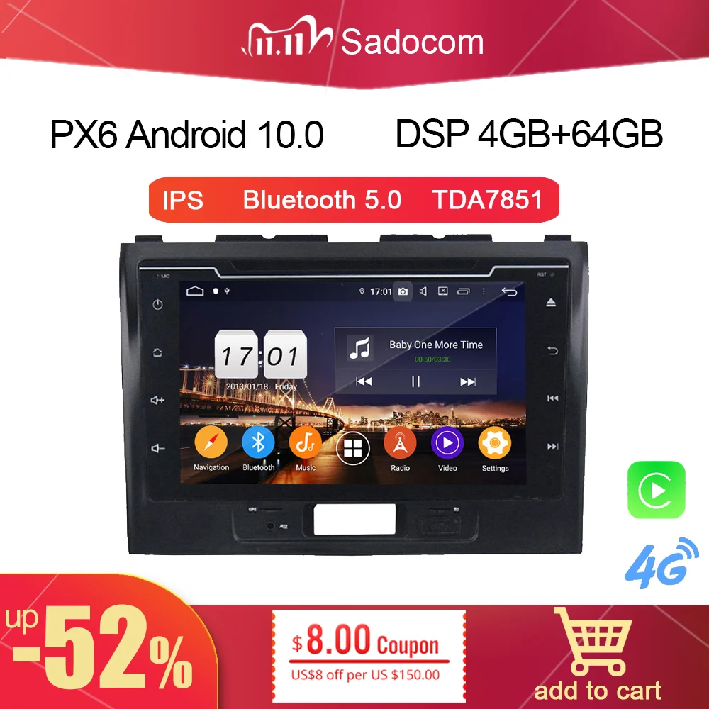 720P 8 &quotPX6 1 din Android 11 0 ядер 64 ГБ + 4 Гб ОЗУ автомобильный DVD-плеер GPS Авторадио Bluetooth 5