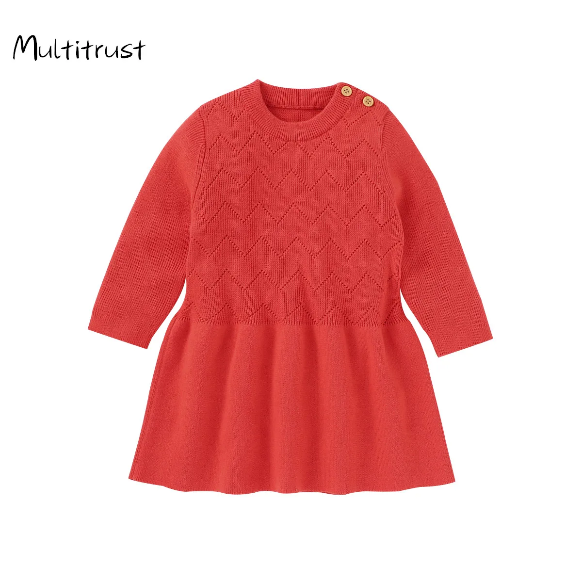 2020 Infant Baby Girls Cute Knit Sweater Dress Solid Long Sleeve Ruffle Skirt Autumn Winter Kids Warm Clothing | Детская одежда и