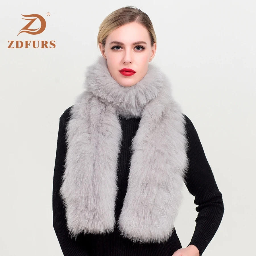 ZDFURS* зимний модный однотонный Теплый Универсальный шарф из серебристого лисьего меха с длинным узором шейный платок темпераментная шаль из лисьего меха warps