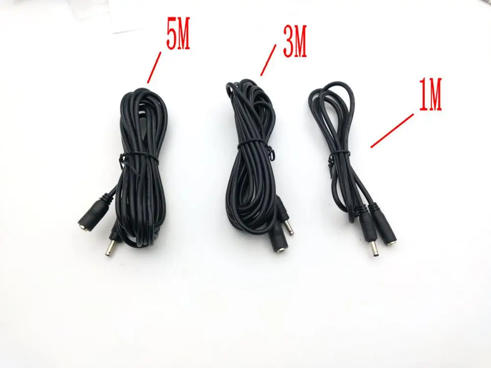 black 3.5mm x 1.35mm DC Power Adapter Extension Cable, 22AWG, 1M,3M,5M