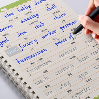 

4 Pcs Set English Copybook For Calligraphy Practice Book Handwriting Groove Copy English Word For Kid Auto Fades Can Be Reused