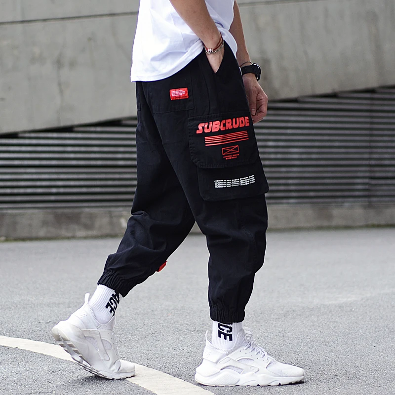 

Fashion Streetwear Men Joggers Pants Loose Fit Printed Designer Big Pocket Cargo Pants Hombre Hip Hop Pants Men pantalon