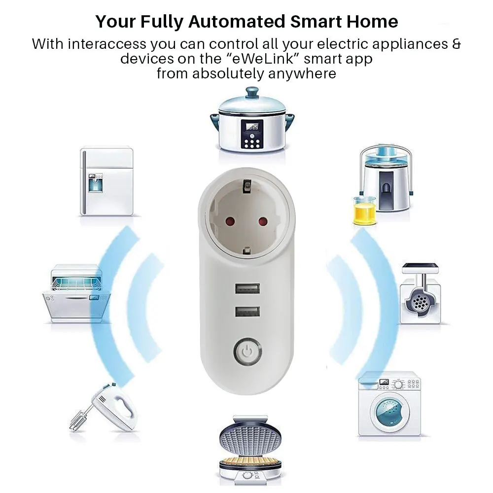 WiFi интеллектуальная розетка с 2 usb-розетка EU/US/UK Стандартный приложение дистанционное управление работает с Alexa Home Assistant