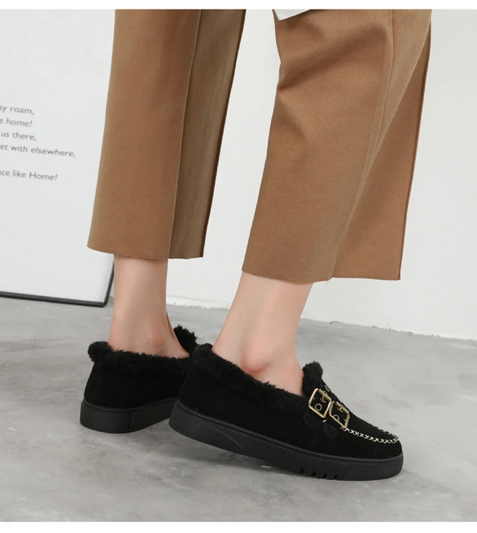 Malemonkey/Size35-40; зимняя теплая и утолщенная модная женская обувь на плоской подошве; слипоны