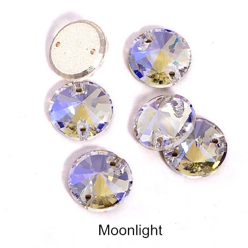 40pcs AAAAA Quality 12mm Round Rivoli Glass Sew On Rhinestones Flatback Crystal Sewing Strass for DIY Wedding Dress B1248 - Цвет: 001MO-Moonlight