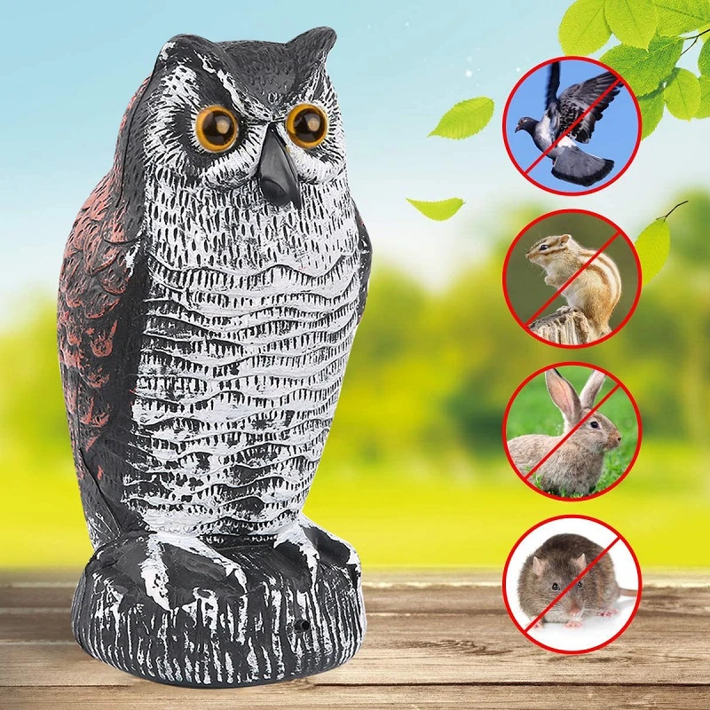 Outdoor Owl Decoy Bird Repellent Pest Control With Flashing Eyes